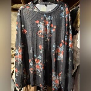 Floral Sheer Black Blouse